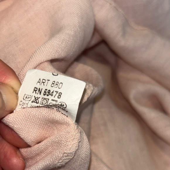 Terzo Millennio Top Small Beige 100% Linen Button Back Hi Low Hem Pullover Shirt - Picture 16 of 16